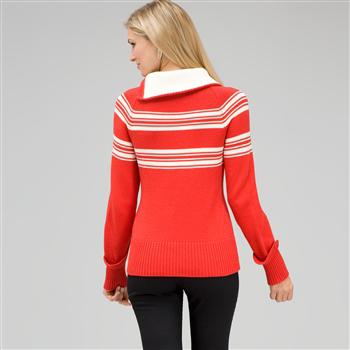 Long Sleeve Raglan Button Out Turtle Neck, Fire Red Multi, large image number 1
