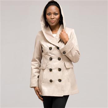 Hooded Trench Coat, Flax, large image number 0