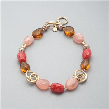 Pink Quartz Necklace, Gold, large image number 0
