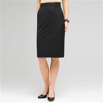 Slim Skirt With Back Kick Pleats, Black, large image number 0