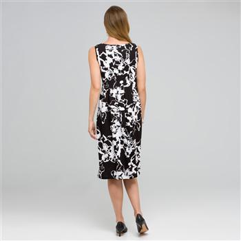 Floral Scoop Neck Tank Dress, Black & White, large image number 1