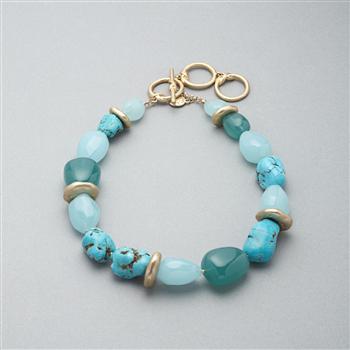 Turquoise and Gold Necklace, Gold, large image number 0