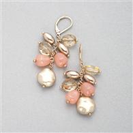 Pink and Gold Cluster Drop Earring